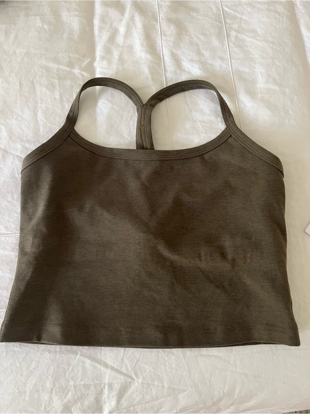 Beyond Yoga Army Green Cropped Tank - Double Strap